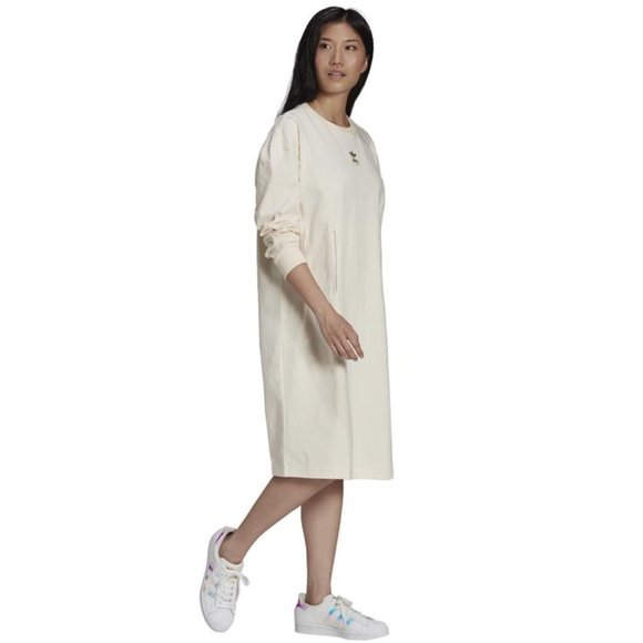Brand New Adidas Women's Long-Sleeved Boyfriend T-Shirt Dress - Picture 16 of 16